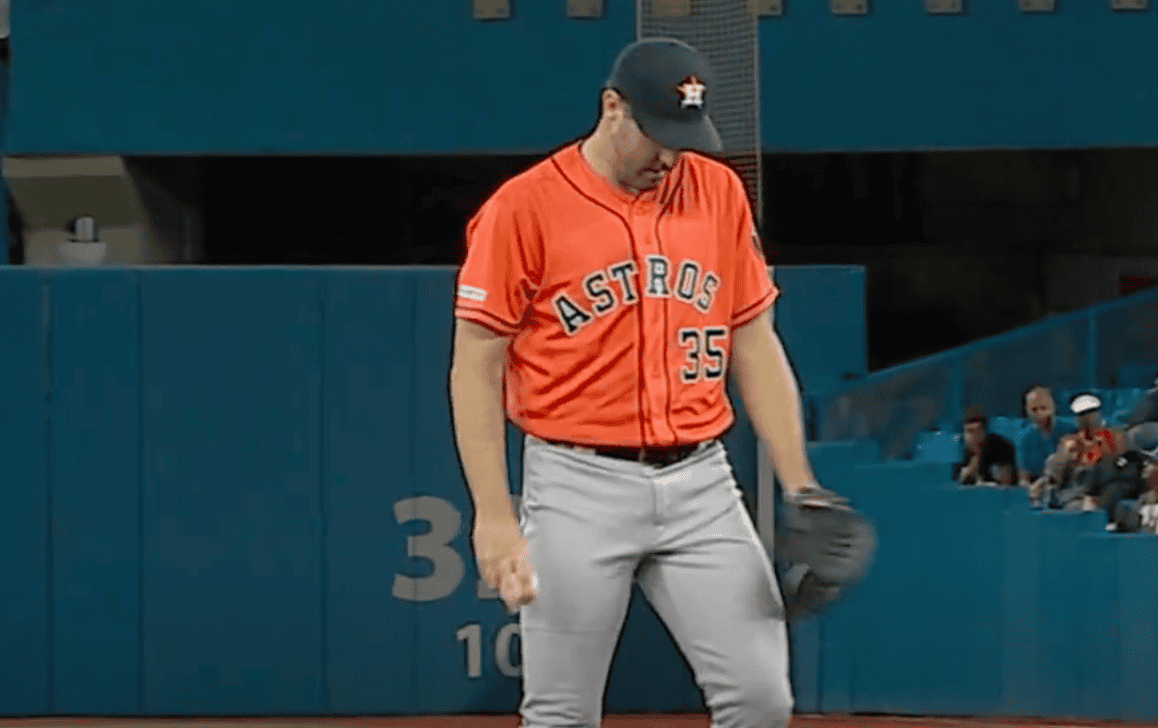 Justin Verlander dominating on the mound, a true power pitcher.